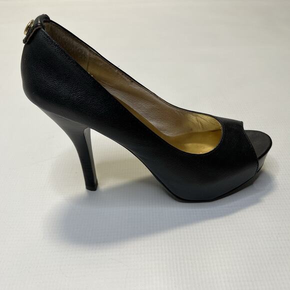 Michael michael Kors Peep Toe Hidden Platform Leather Stiletto Pumps Heels 6.5 - Picture 2 of 9